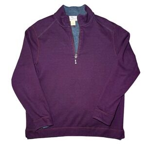 Tommy Bahama Quarter Zip Pullover Mens Small Purple Reversible Cotton Blend